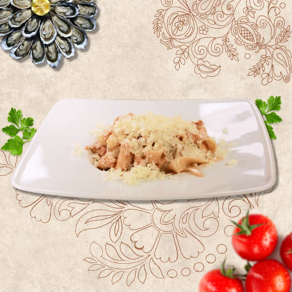 Фетучини с курицей и грибами