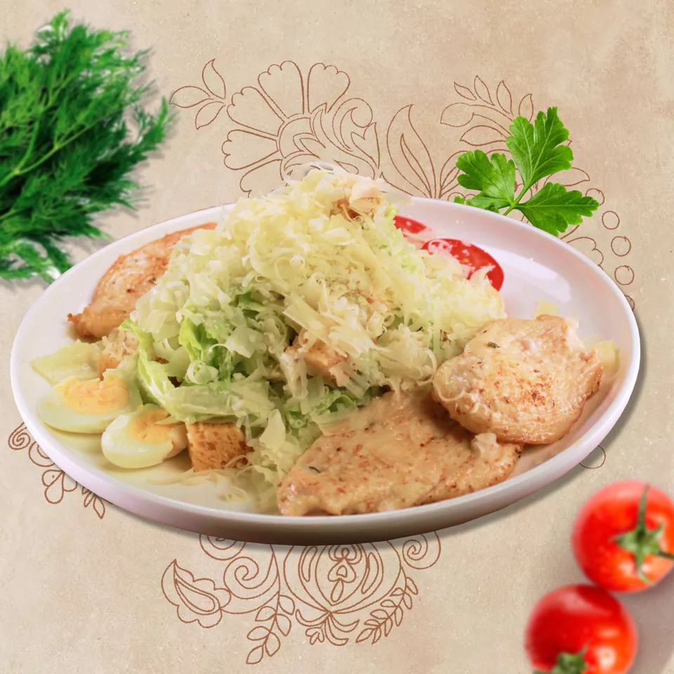 Салат Цезарь с курицей